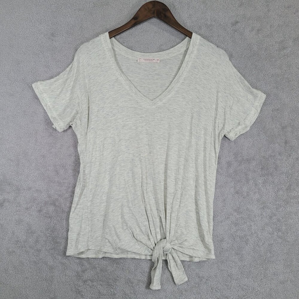 Veronica M. Essentials Womens V-Neck Front Tee Medium Heather Gray Soft & Comfy
